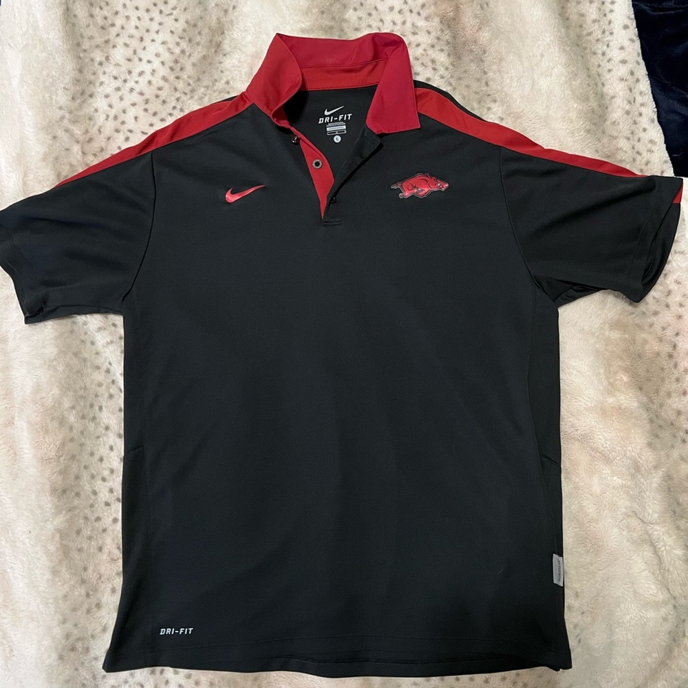 Arkansas Razorback Nike Dri-Fit Polo, Men’s Large, Black & Red, Hogs